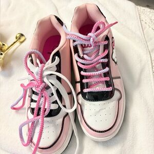 Hello Kitty Pink and Black Sneakers with Cartoon Accent